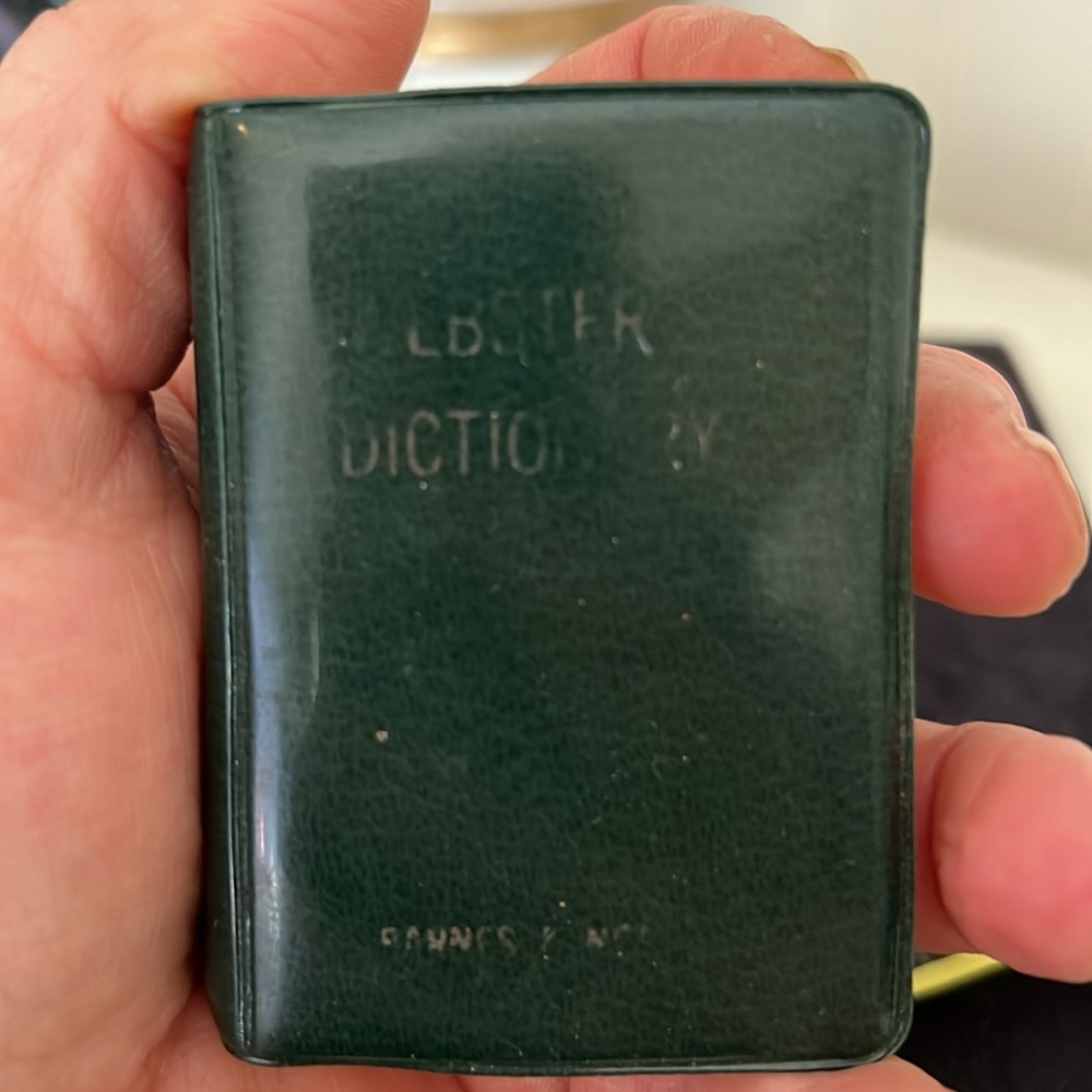 Vintage miniature Webster dictionary 1968 printed in Italy 2.75” x 2” pocket